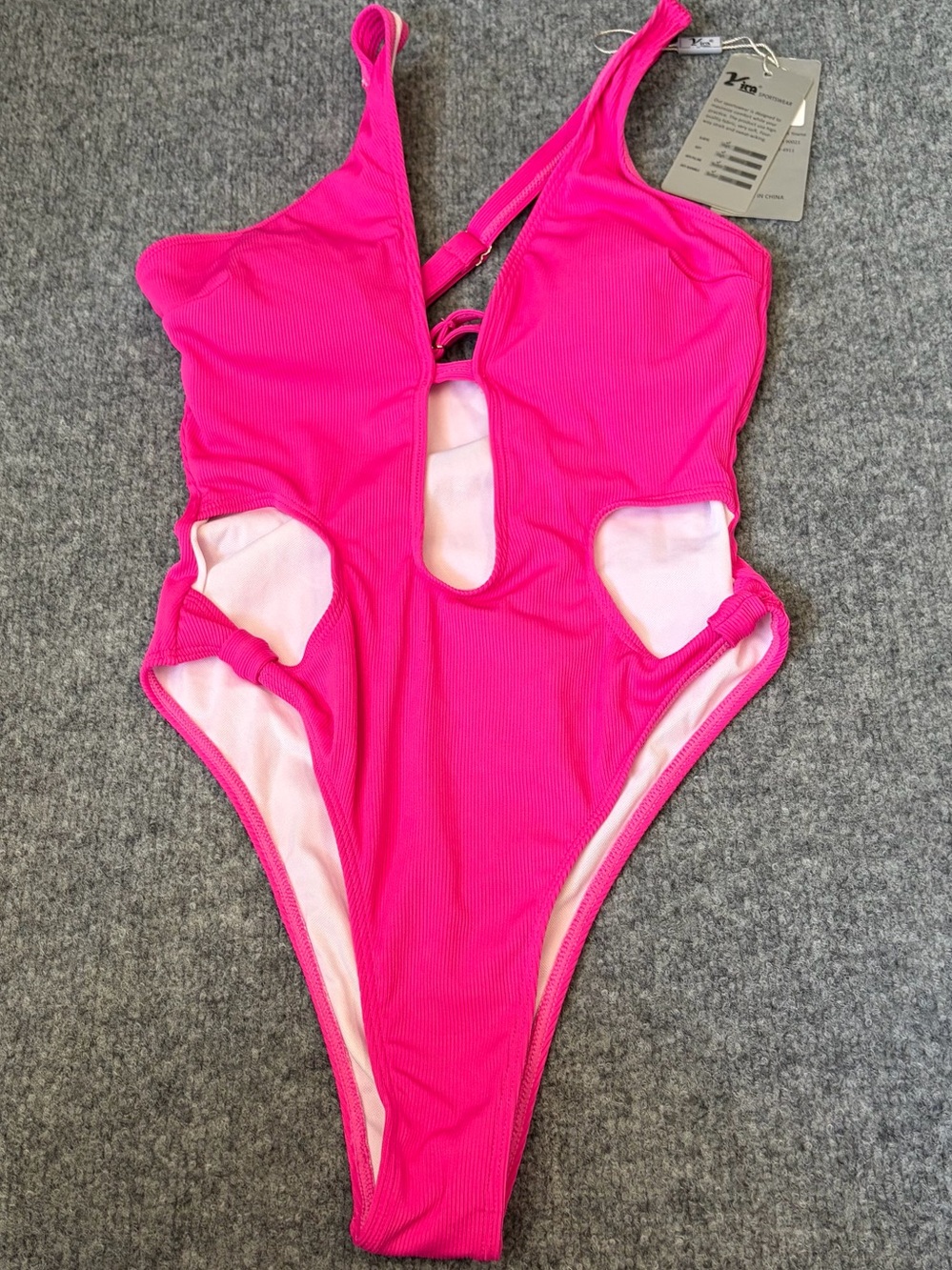 Roxy One Piece Swimsuit Women S Hot‎ Pink Cutout Ribbed Monokini L 083